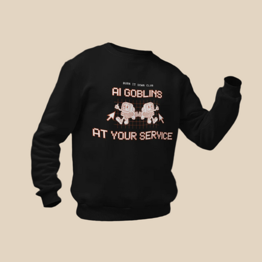 AI Goblins Unisex Crewneck Sweatshirt, Cozy Sweatshirt for Tech Lovers, Perfect Gift for Gamers, Casual Wear, Fall Fashion